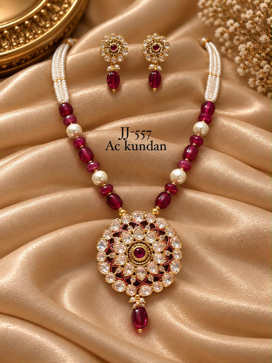 Necklace with earrings JJ 557 AC Kundan 2