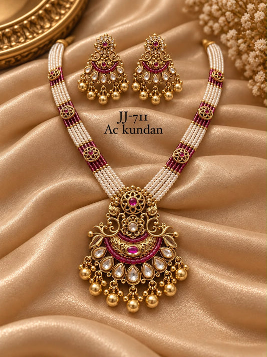 Necklace with earrings AC 711 Kundan 3