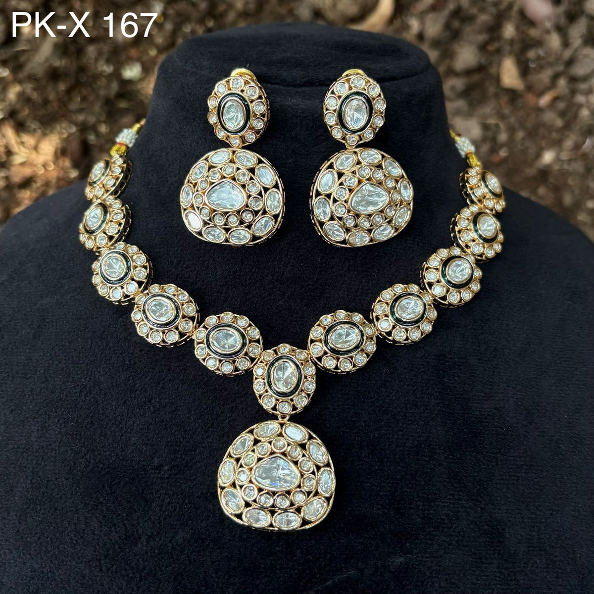 Necklace with earrings Meenakari Polki PK X 167